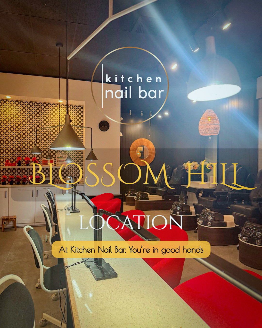 Welcoming nail salon space at Kitchen Nail Bar Blossom Hill