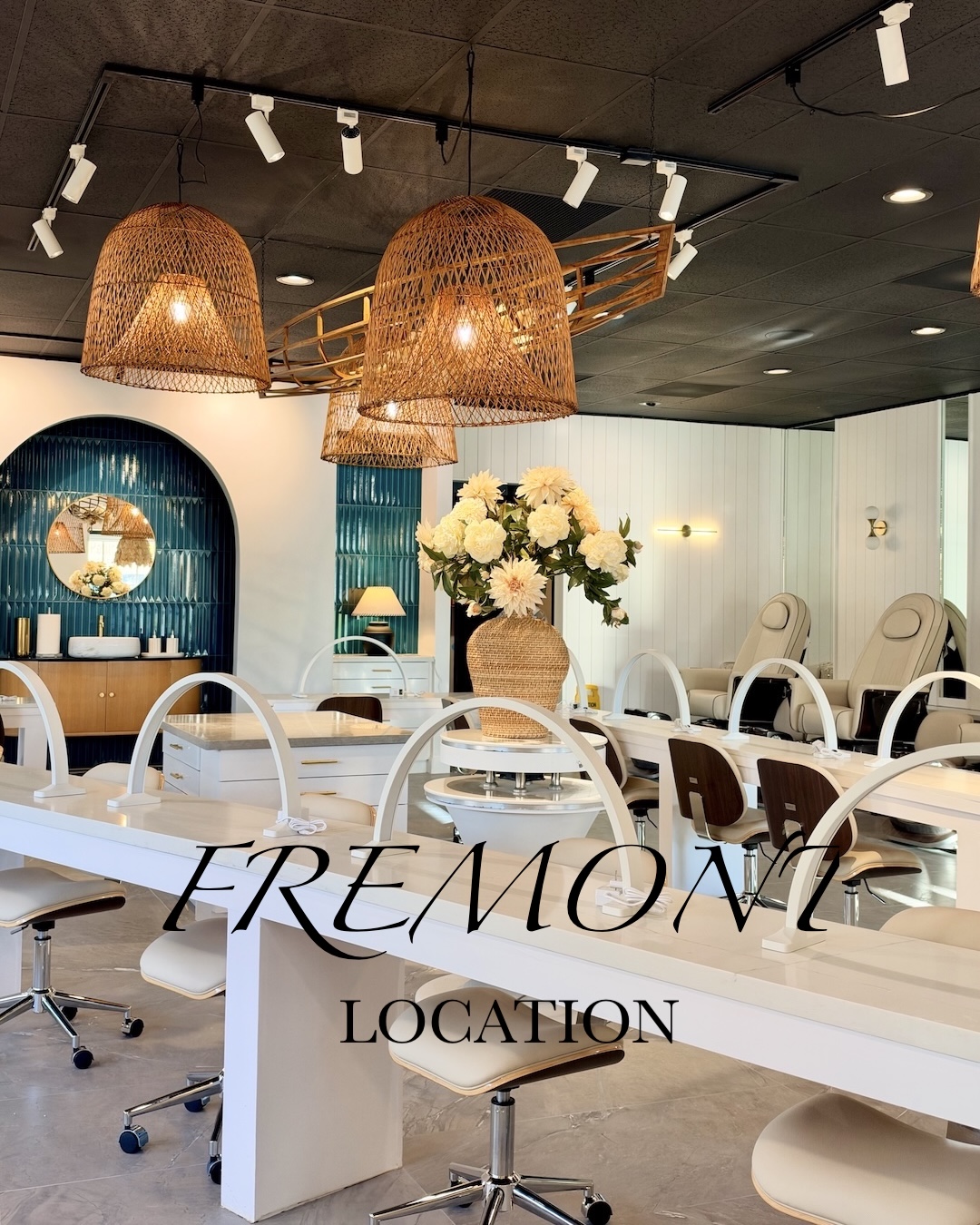 Elegant nail salon interior of Kitchen Nail Bar Fremont