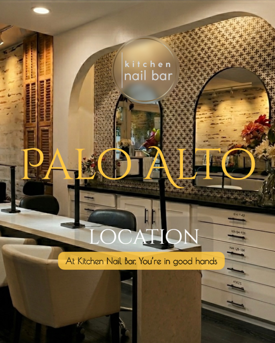 Elegant nail salon interior of Kitchen Nail Bar Palo Alto